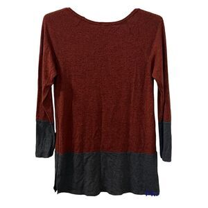 Moa Moa Womens Red Blk Colorblock Long Sleeve Shirt Rayon Blend Soft & Cozy Sz M